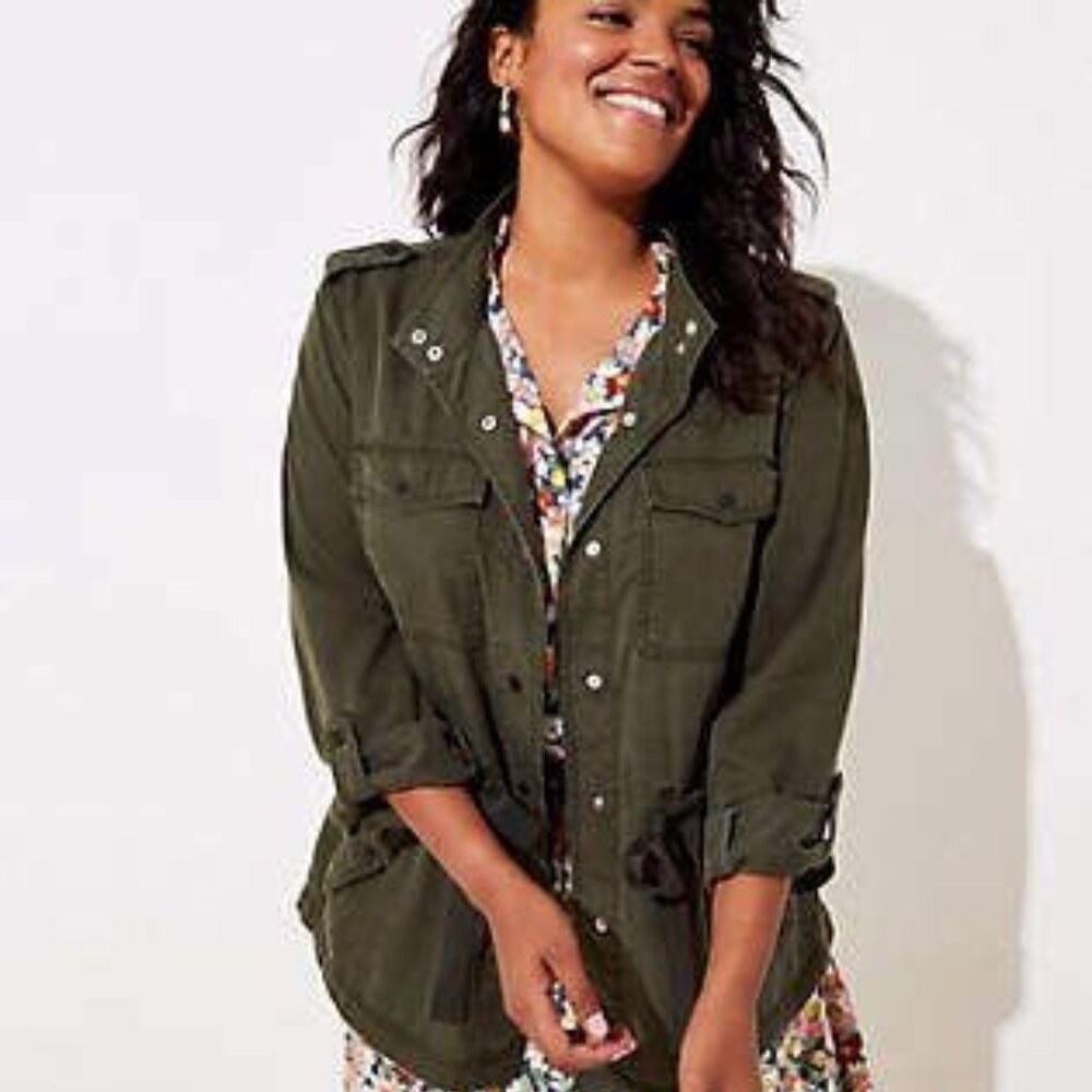 LOFT Drawstring Utility Jacket in Dark Caper - XS
